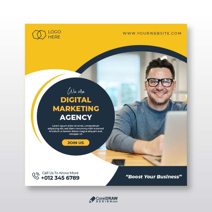 Abstract Digital marketing live webinar and corporate social media post template