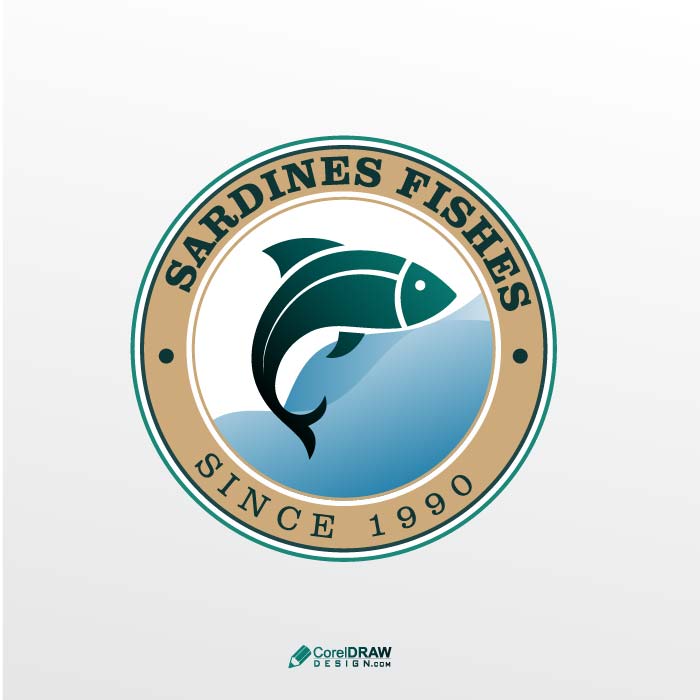 Abstract fishing company sardines fishes logo free vector