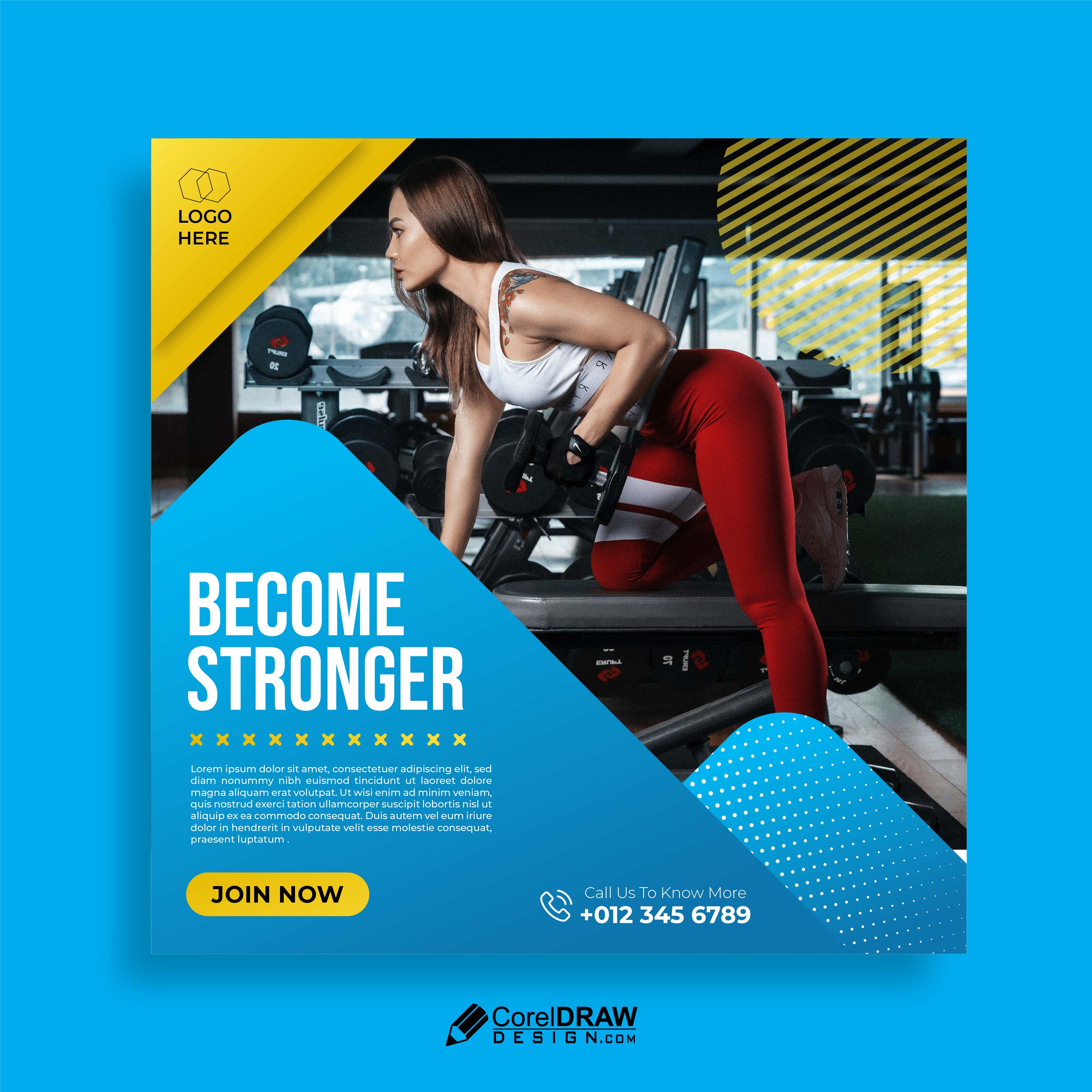 Abstract fitness gym Social Media Vector Template