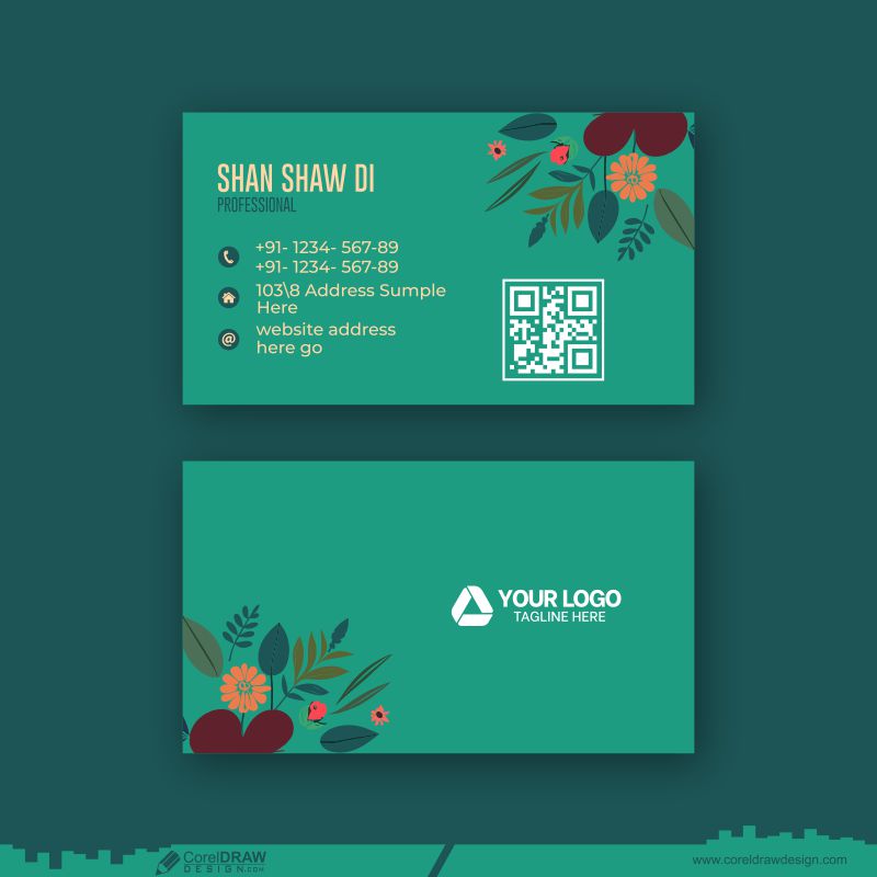 abstract floral business card design cdr