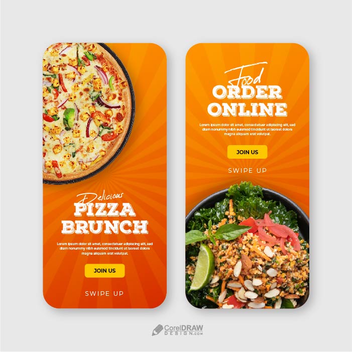 Abstract Food Order Online Pizza Social Media Story Vector 