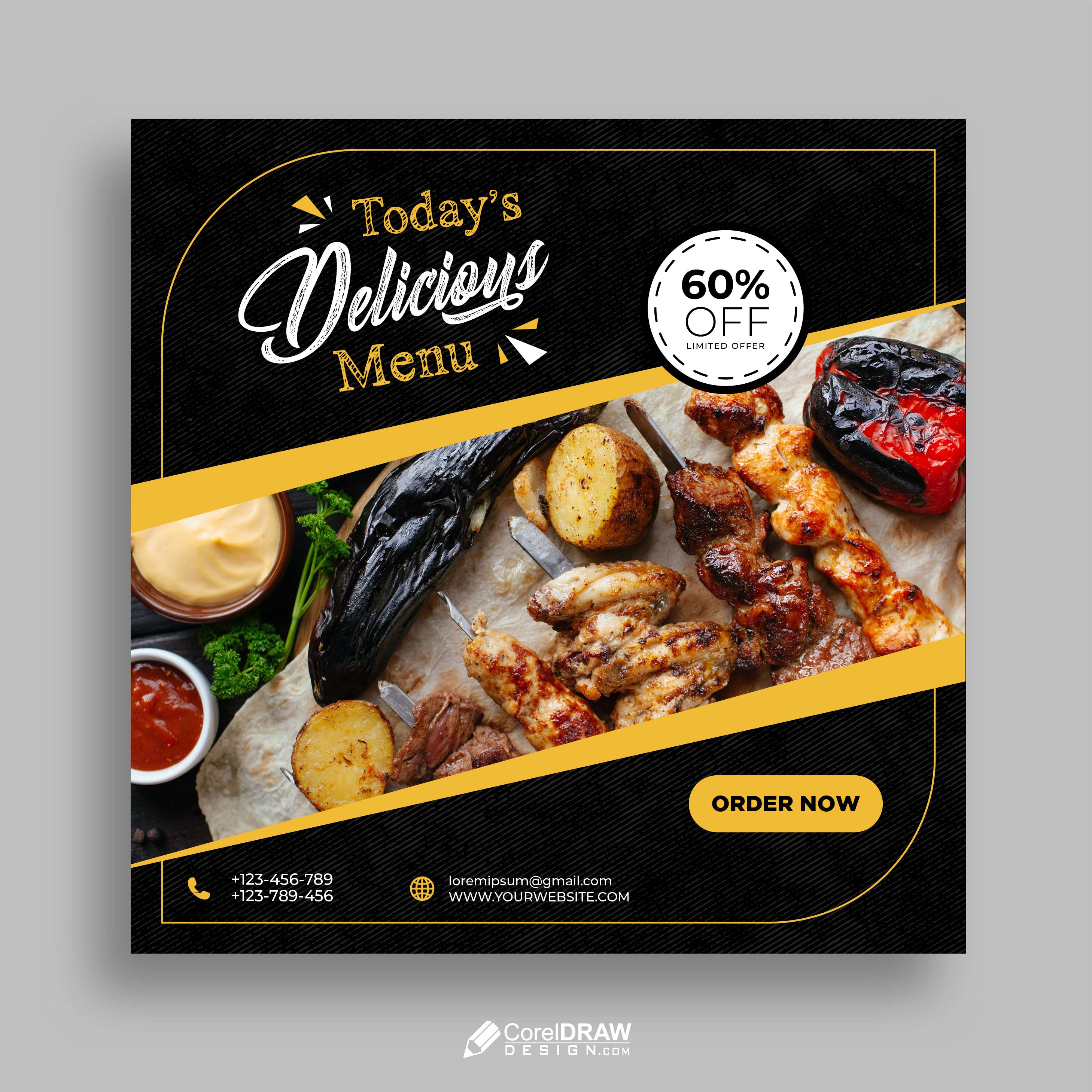 Abstract Food Restaurant Delicious Social Media Post  Story Template Vector