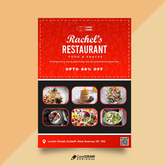 Abstract Food Restaurant Flyer Promotion Template Vector