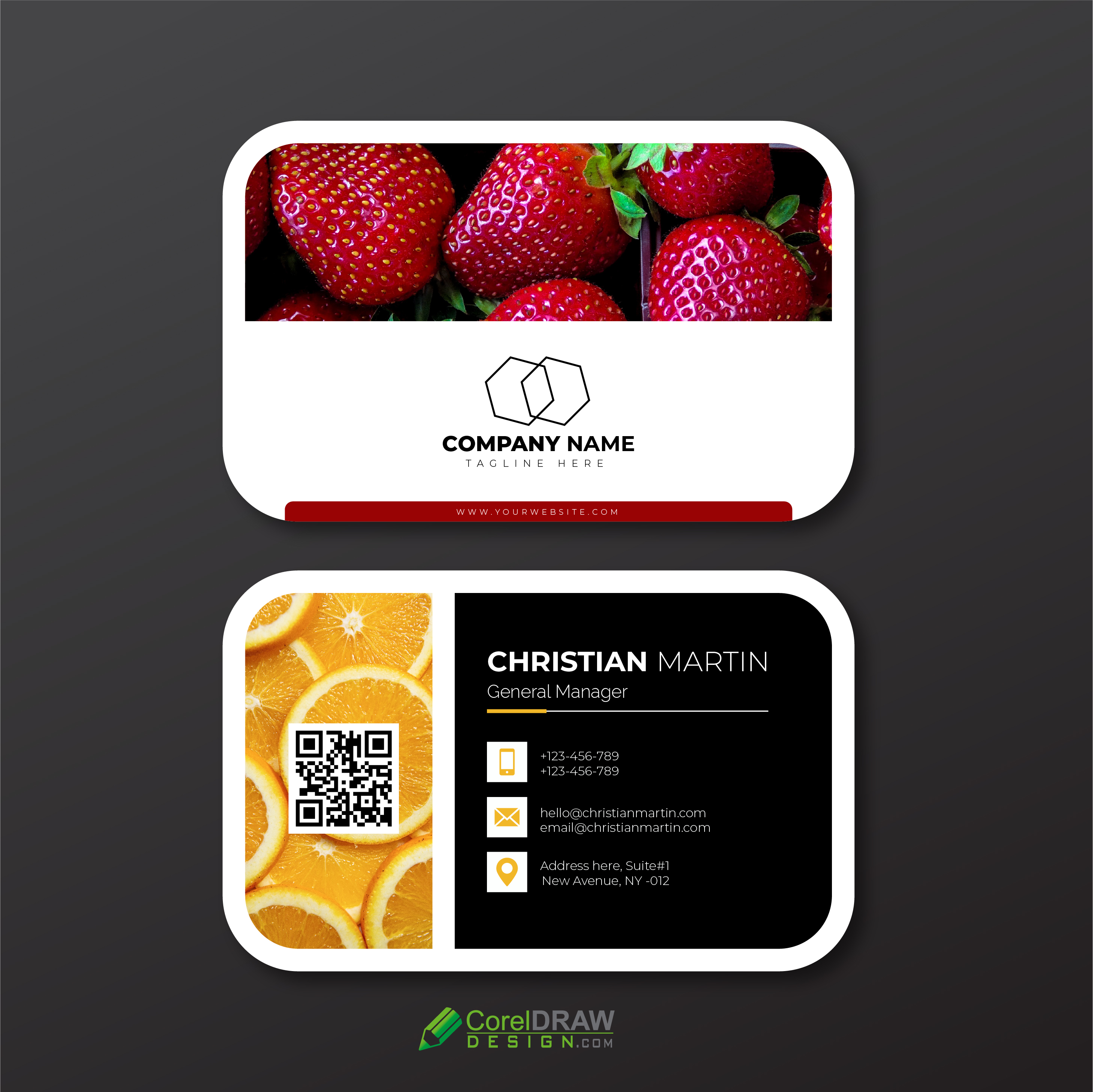 Abstract Fruit Funky Business Card Template