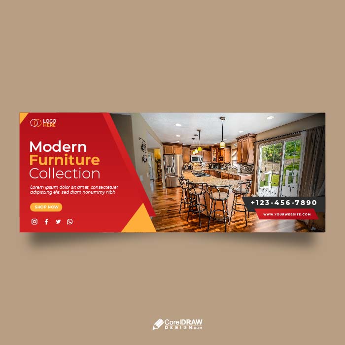 Abstract Furniture sale banner and social media template