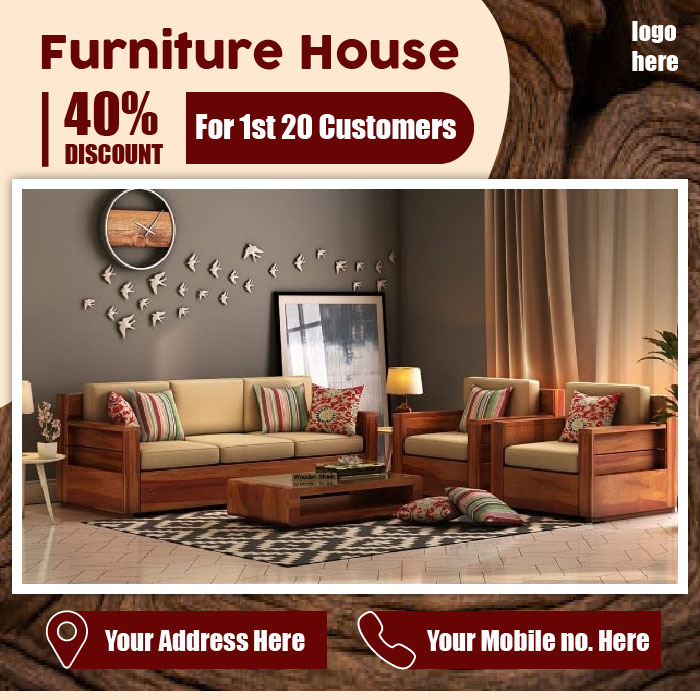 Abstract furniture shop sale banner vector free