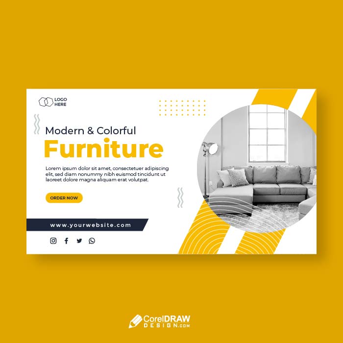 Abstract Geometric Furniture Duotone Colorful Banner Vector Template
