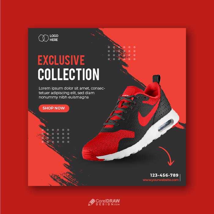 Download Abstract Geometric red sports Shoes Banner Template ...