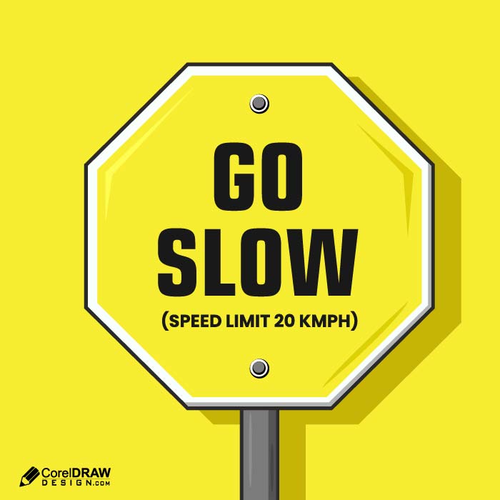 Abstract Go Slow Speed Limit Sign board Highway free cdr vector