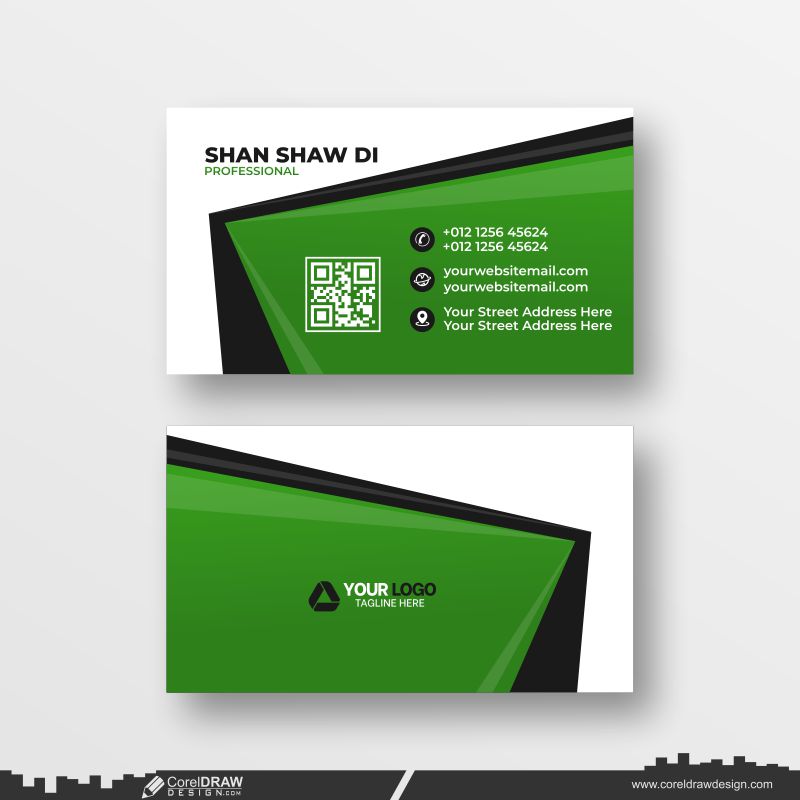 abstract green business card dowanload design free