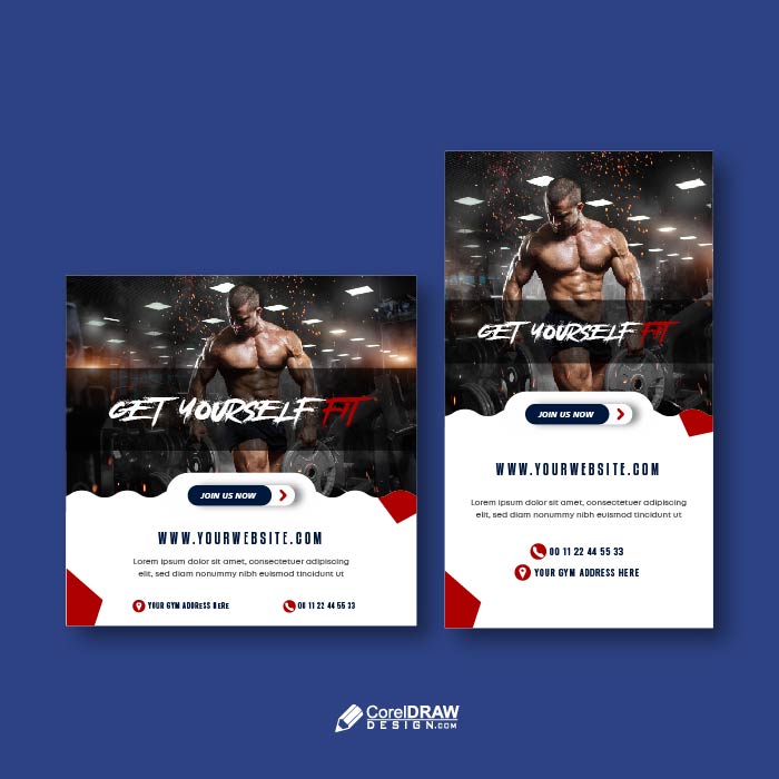 Abstract gym fitness banner social media story vector