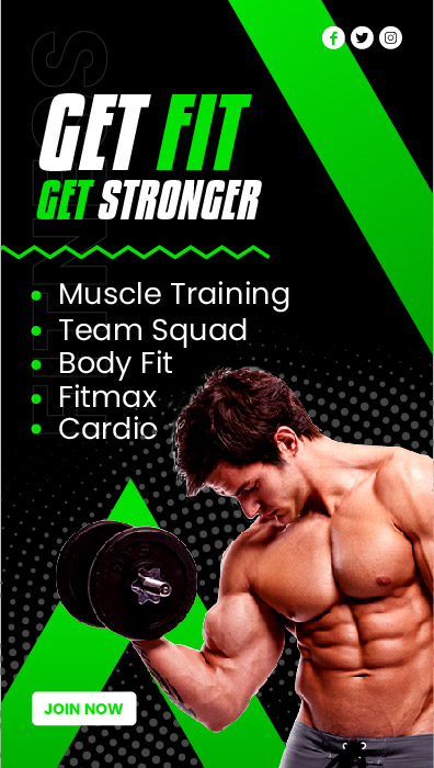 Abstract gym fitness workout story vector