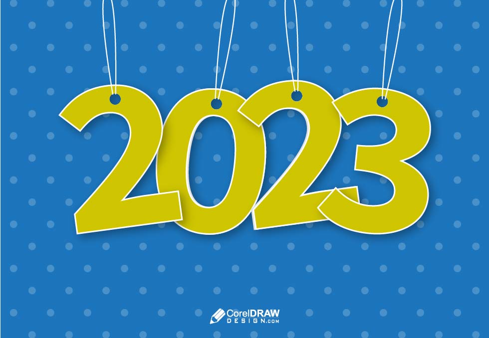 Abstract hanging papercut 2023 new year background