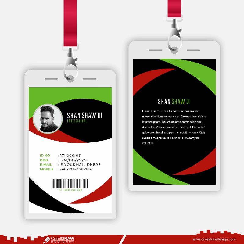 Abstract Id Cards Template With Photo Free CDR