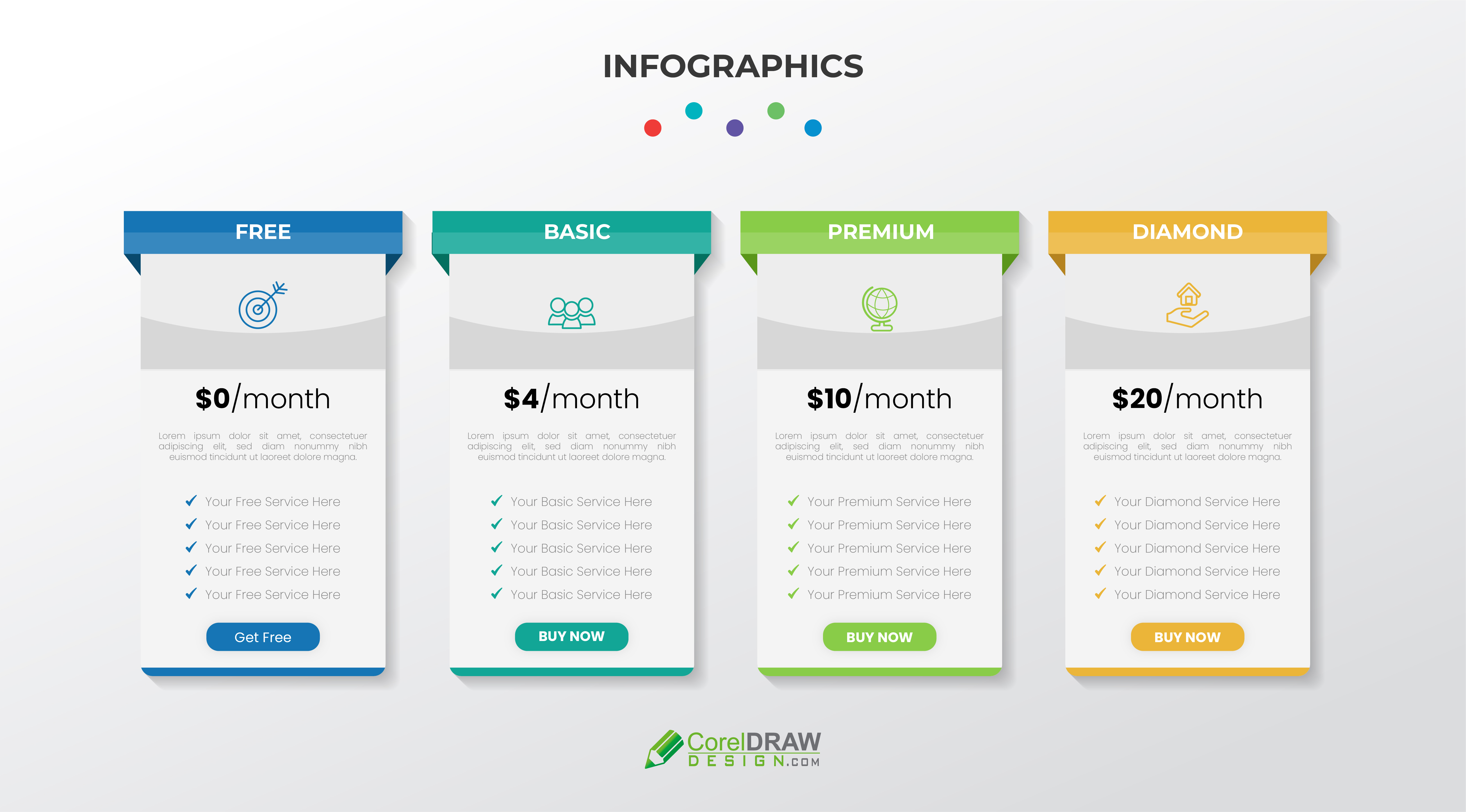 Abstract Infographic Pricing Table Vector Template