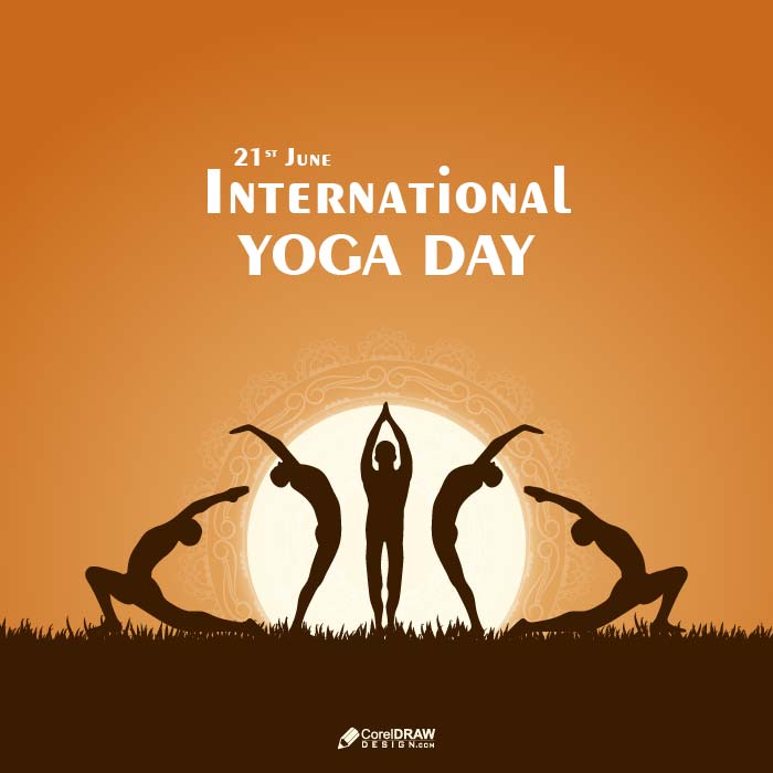 Abstract International Yoga Day Wishing Poster Vector