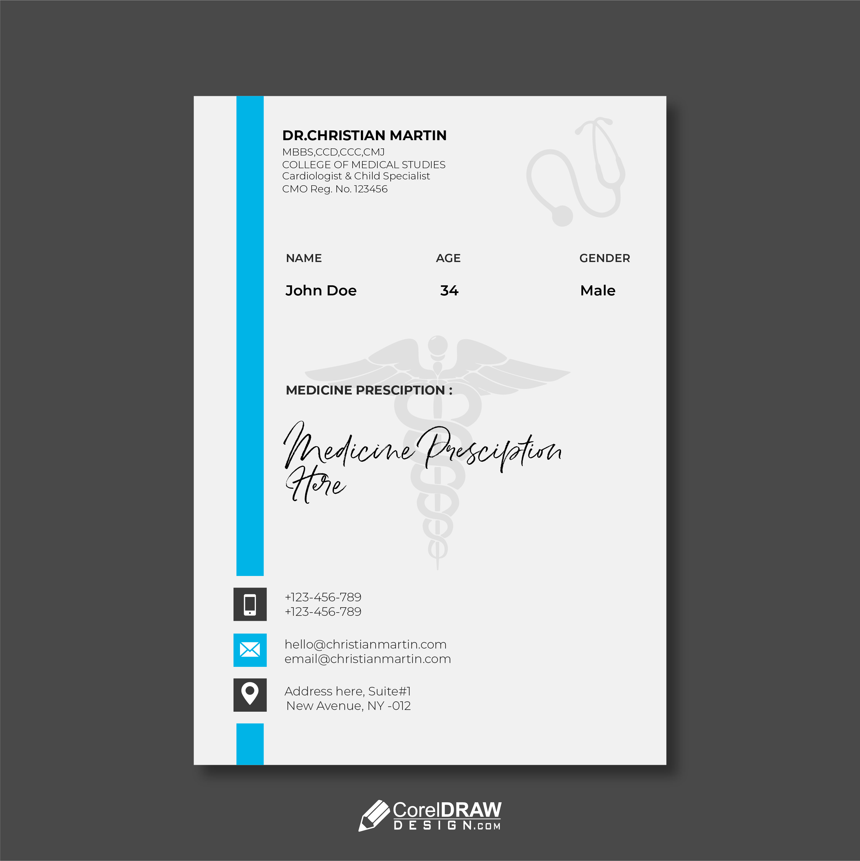 Download Abstract Medical Doctor Prescription Letterhead Template Intended For Free Medical Letterhead Template