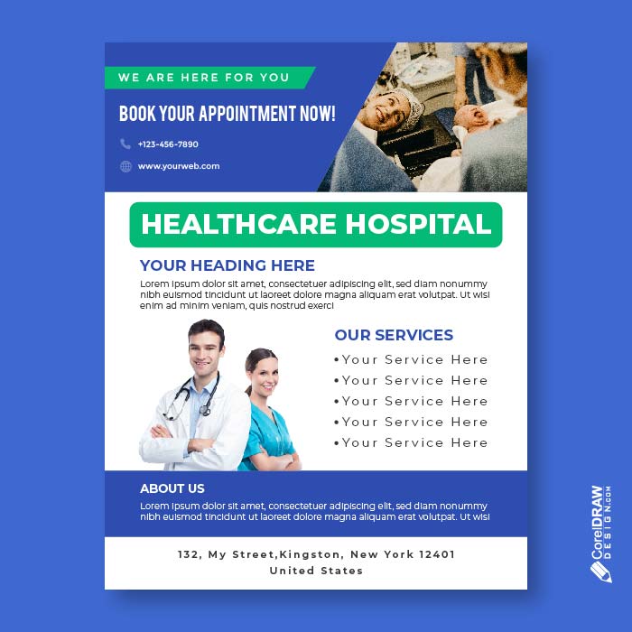 Abstract Medical Hospital Flyer Vector template