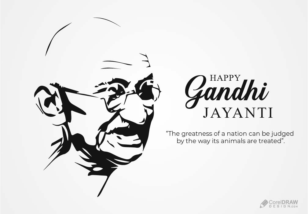 Abstract Minimal Sketch Gandhi Jayanti is an event celebrated in India to mark the birth anniversary of Mahatma Gandhi vector