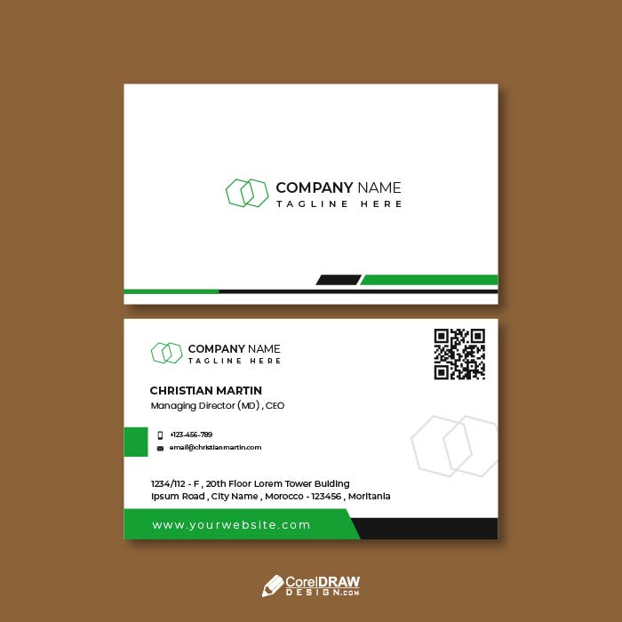 Abstract Minimalistic White Green business card vector