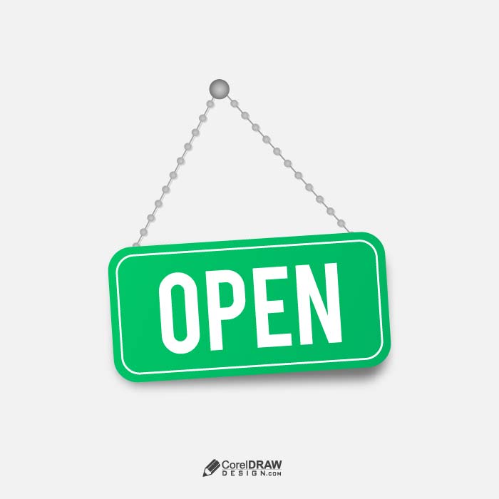 Abstract Open sign hanging isolated on white wall vector
