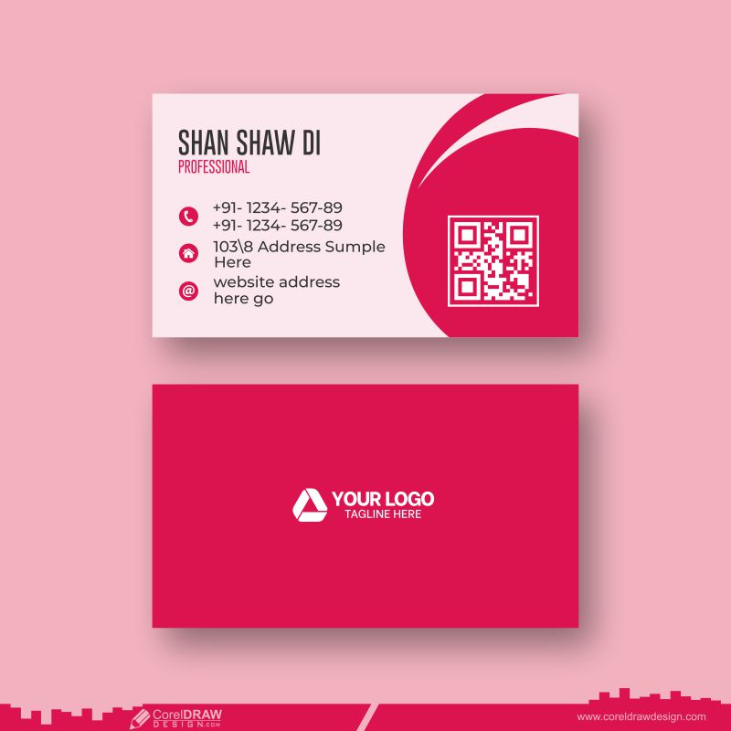abstract pink color business card design cdr 