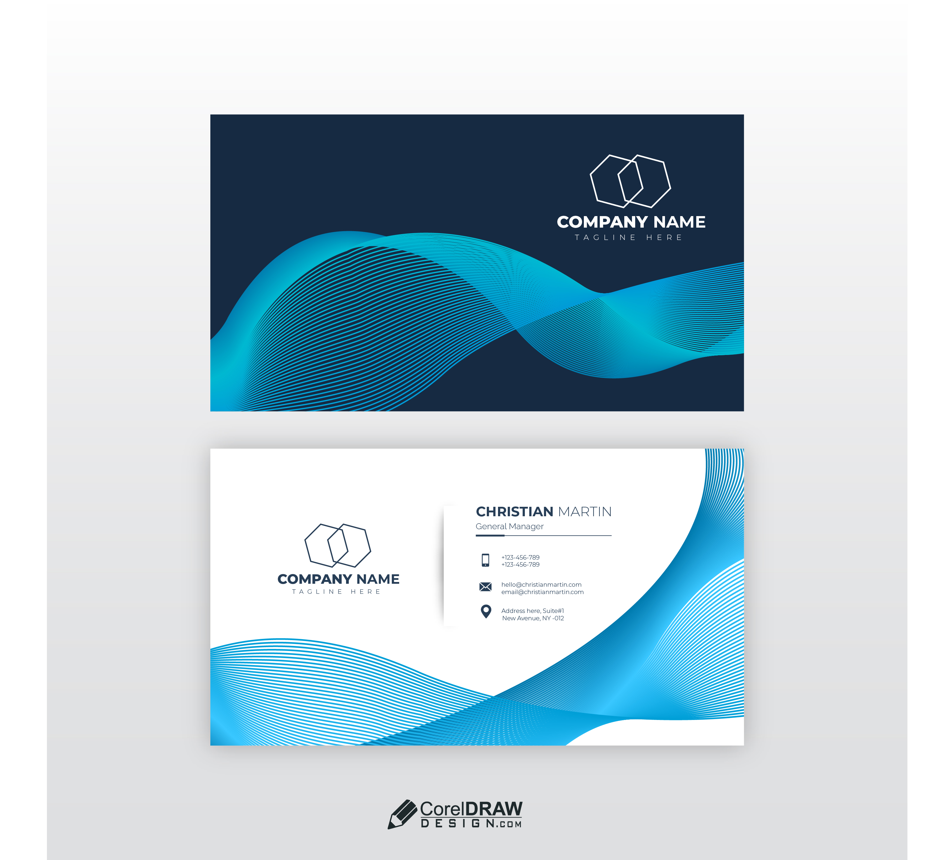 Abstract Premium Blue Corporate Business Card Vector Template