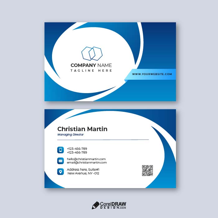 Abstract Premium Gradient Blue  Business Card Vector