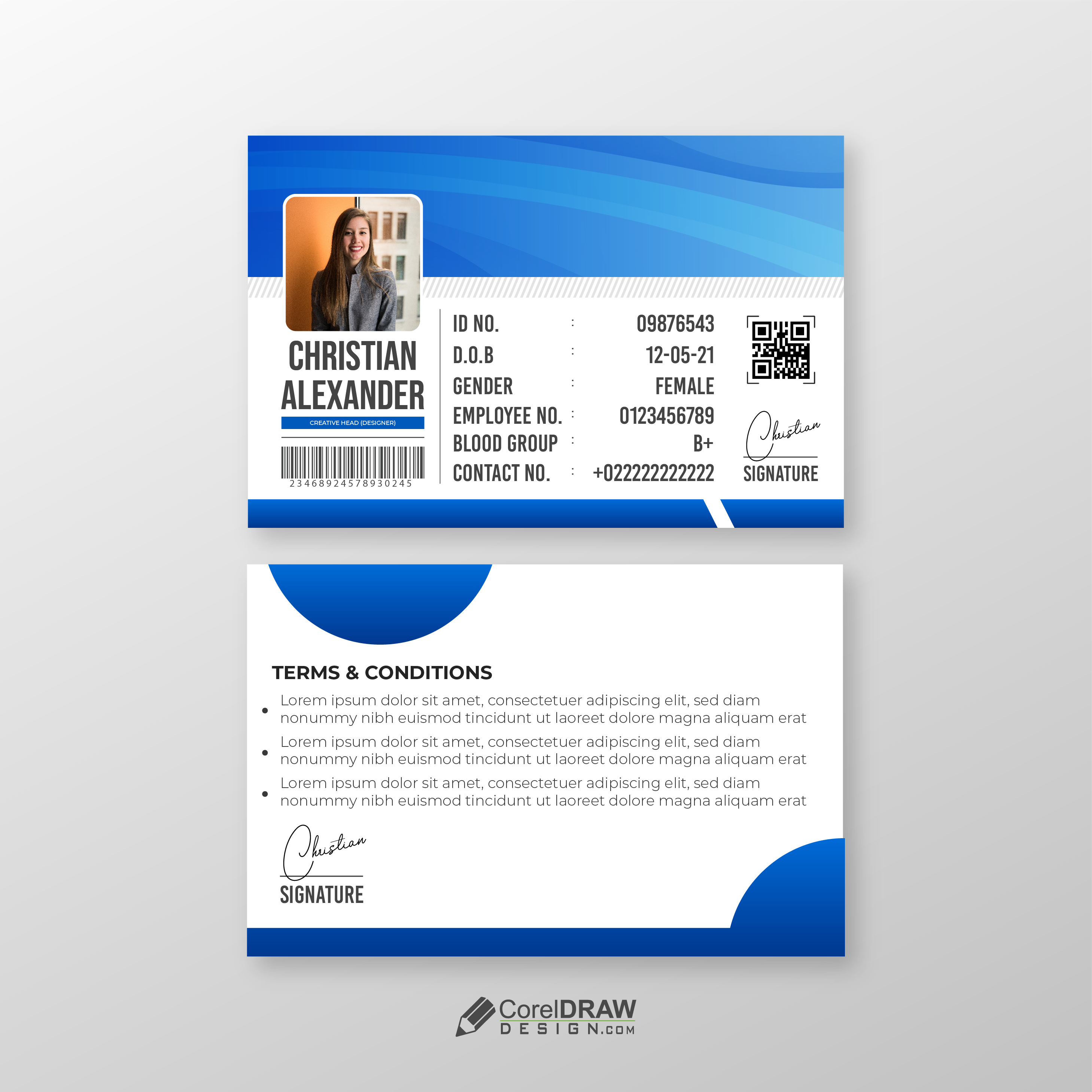 Abstract Professional Blue Company Id Card Template