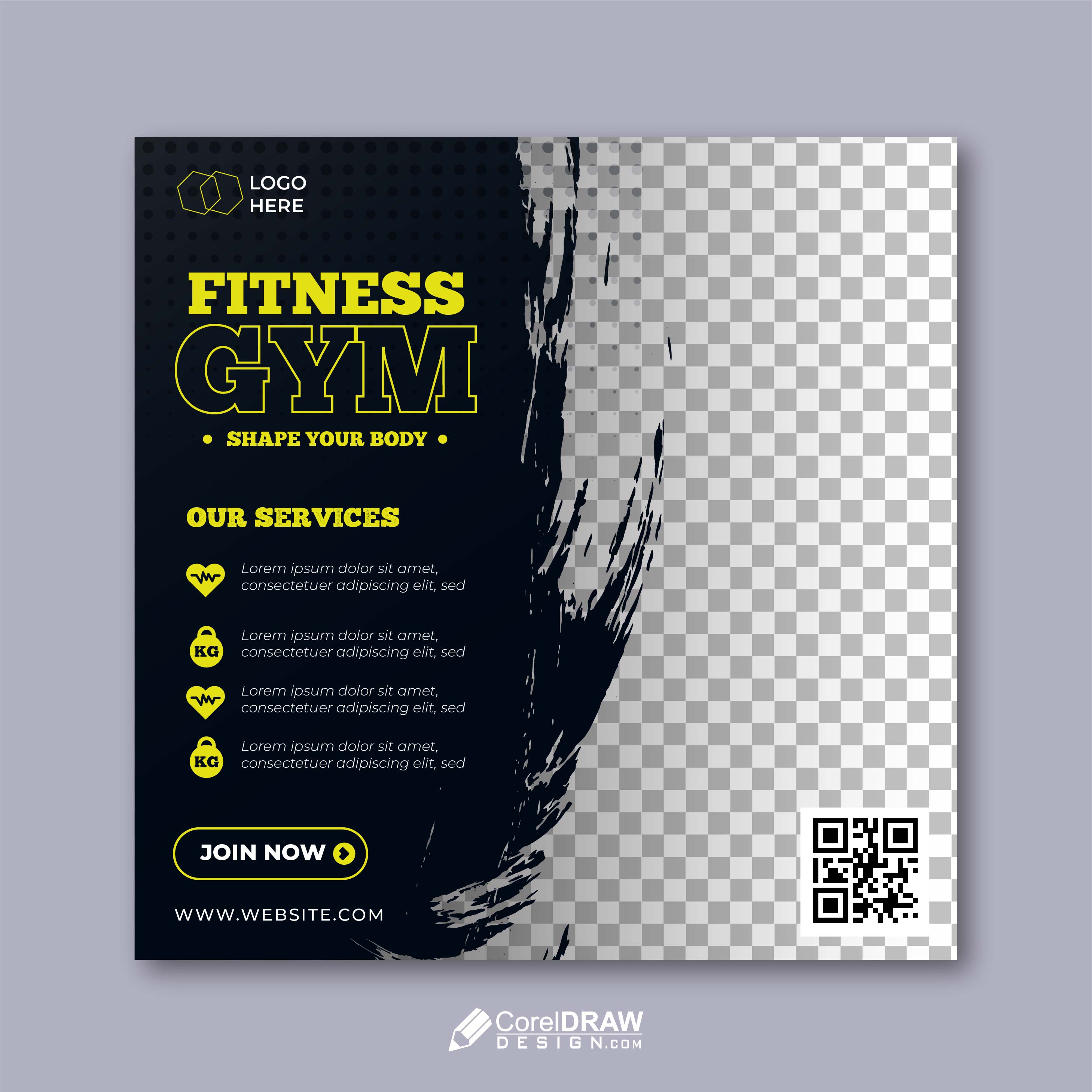 Abstract Professional Fitness Gym Banner Vector Template