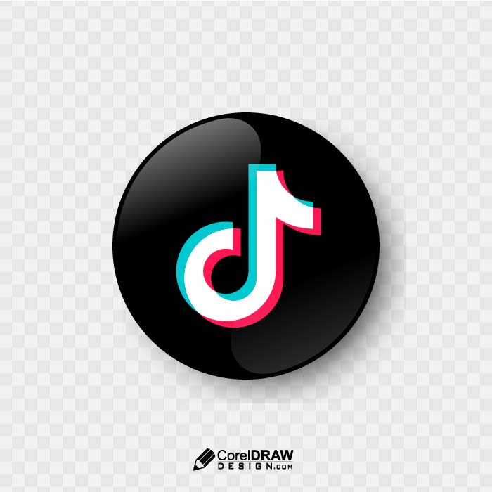 Abstract red 3d ticktok social media icon logo vector