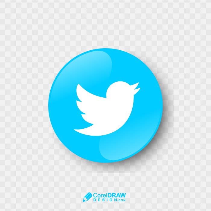 Abstract red 3d twitter social media icon logo vector