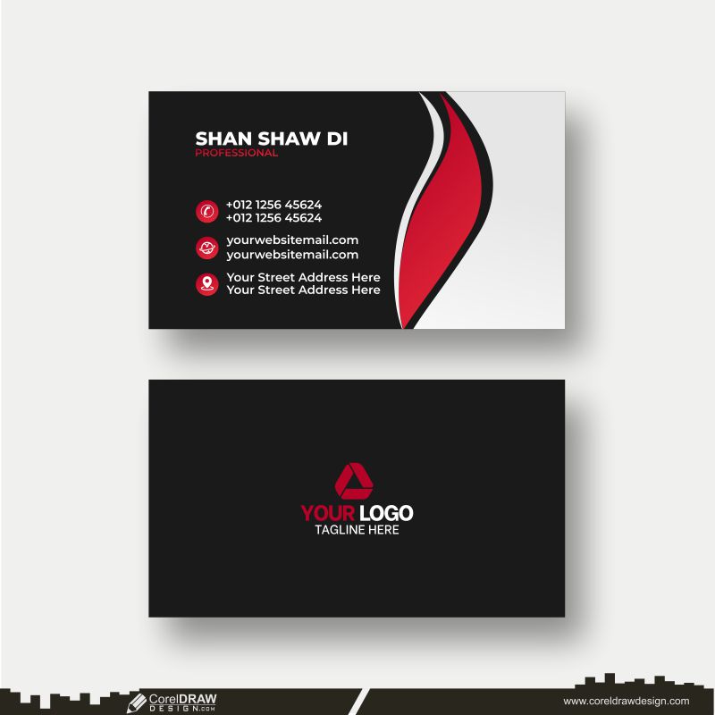 abstract red & black business card vector design