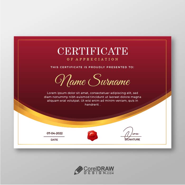 Abstract Red Corporate Certificate Vector Template