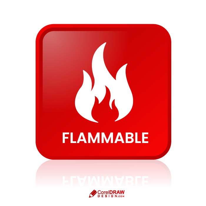 Abstract Red Flammable fire icon button free vector