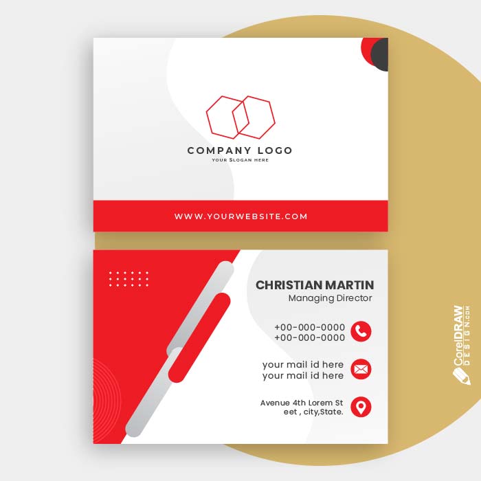 Abstract red gradient Visiting Business Card Vector