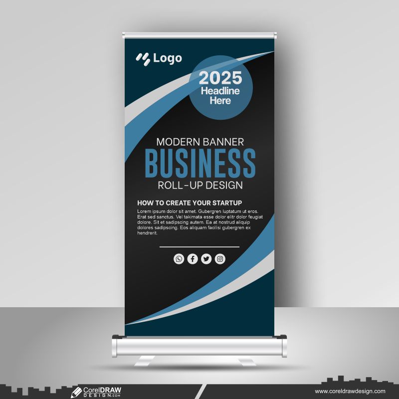 Abstract roll up display standee banner in dark and light shades CDR