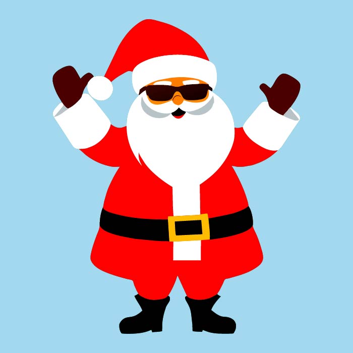 Abstract santa claus standing isolated waving hand vector