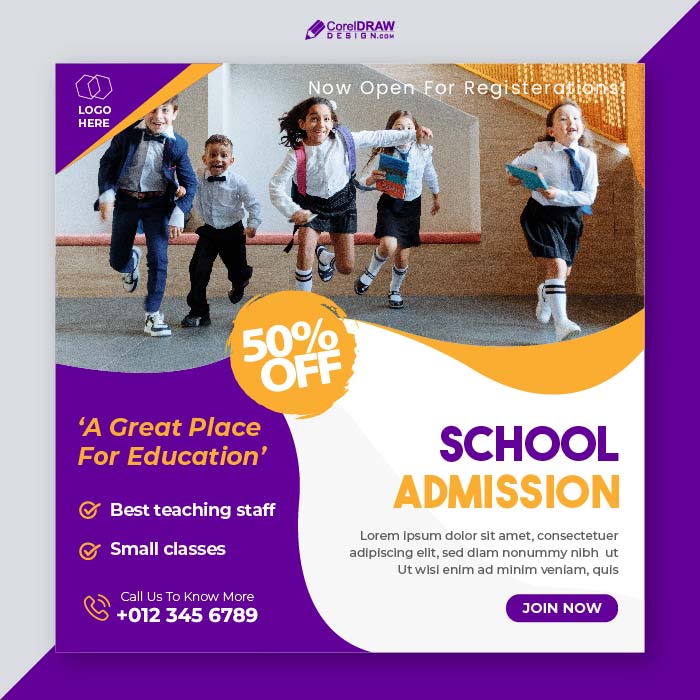Abstract School admission corporate banner vector