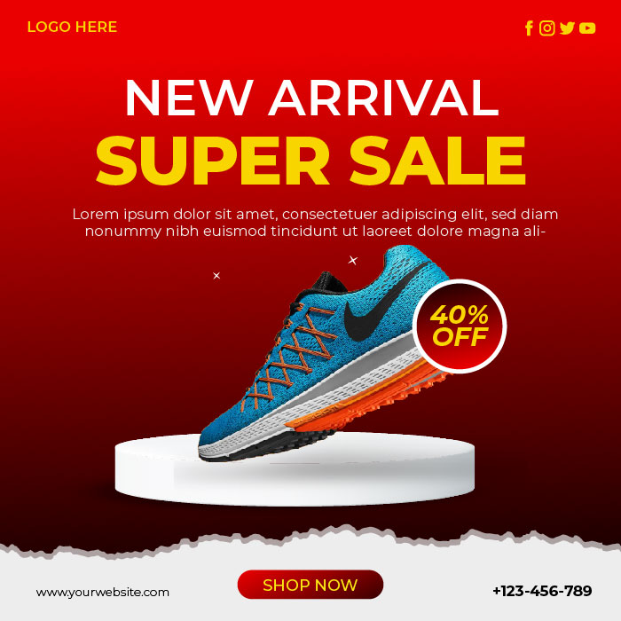 Abstract shoes sale banner poster vector-01