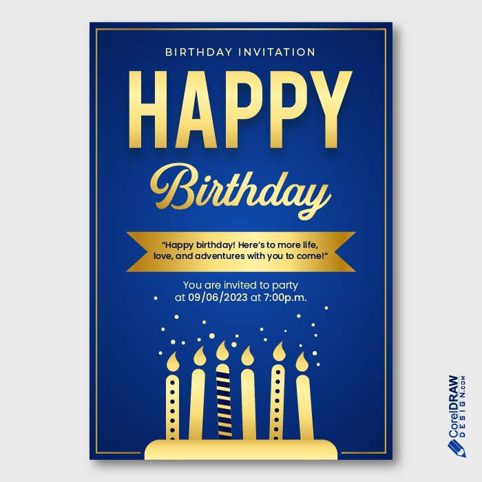 Abstract Simple happy birthday invitation card vector-01
