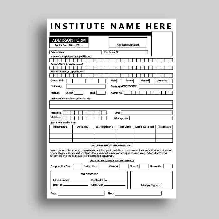 Abstract student application form free cdr vector