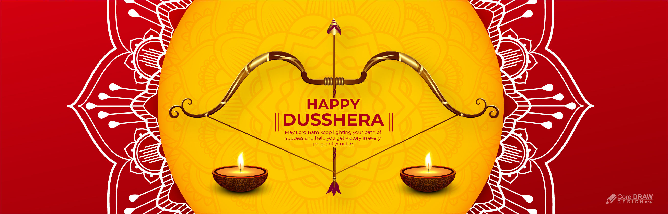 Abstract Traditional Happy Dusshera Banner Vector