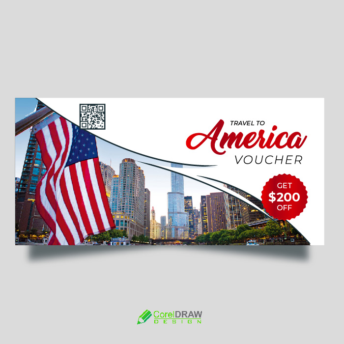Abstract travel agency gift voucher vector free