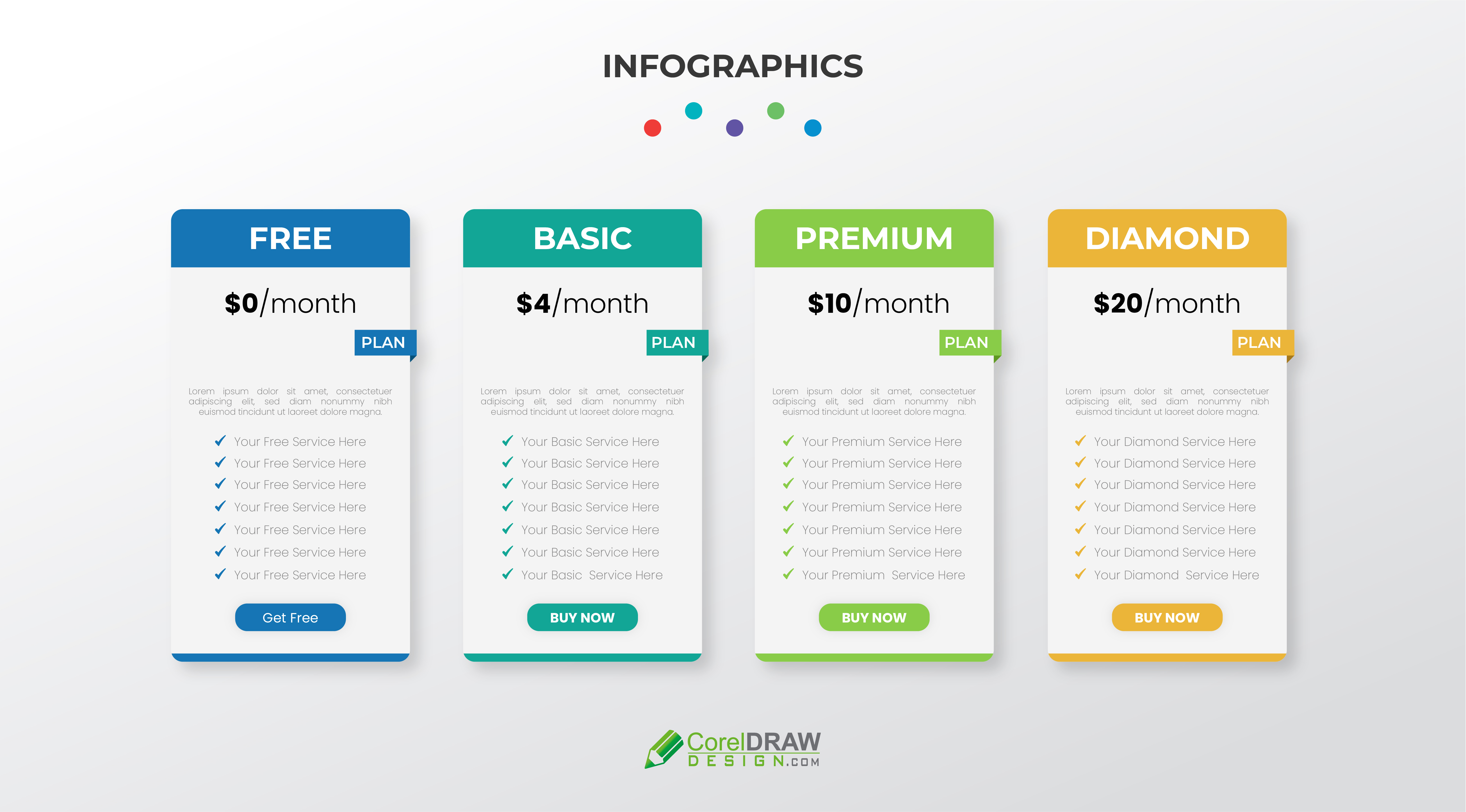 Abstract Trendy Pricing Table Vector Template