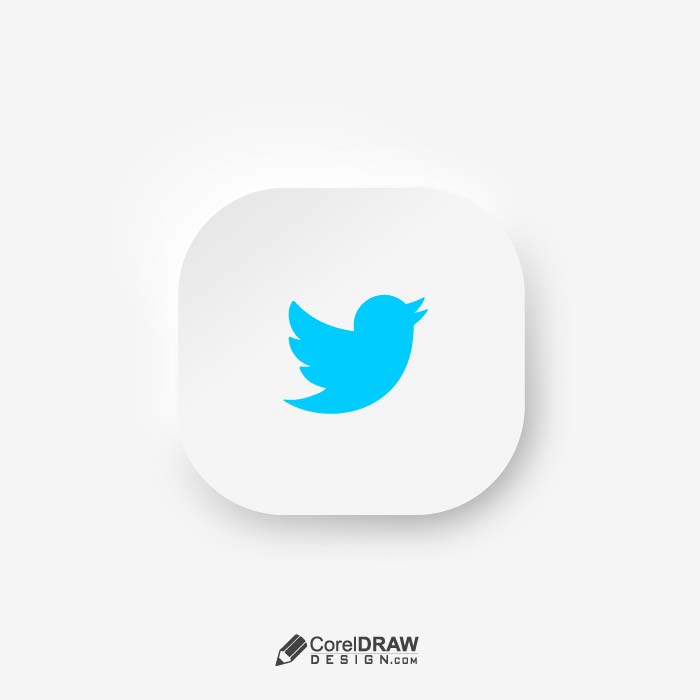 Abstract twitter social app icons with rounded corners Neomorphism design