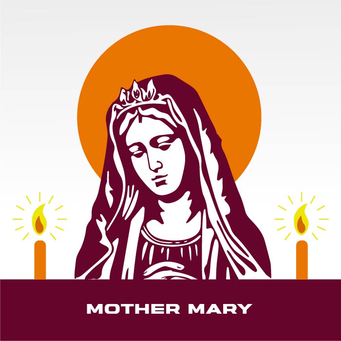 Abstract virgin mother mary portrait with candles vector