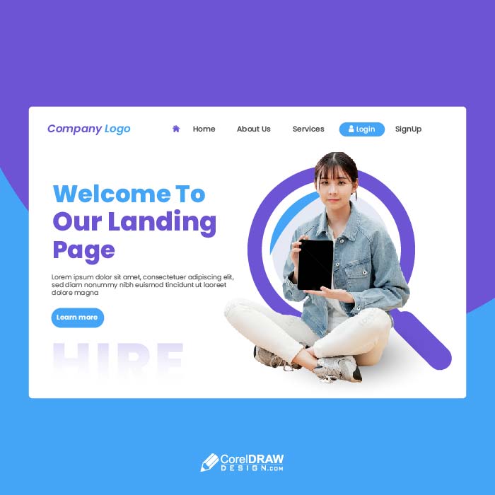 Abstract Web Corporate job search  Landing Page Website vector
