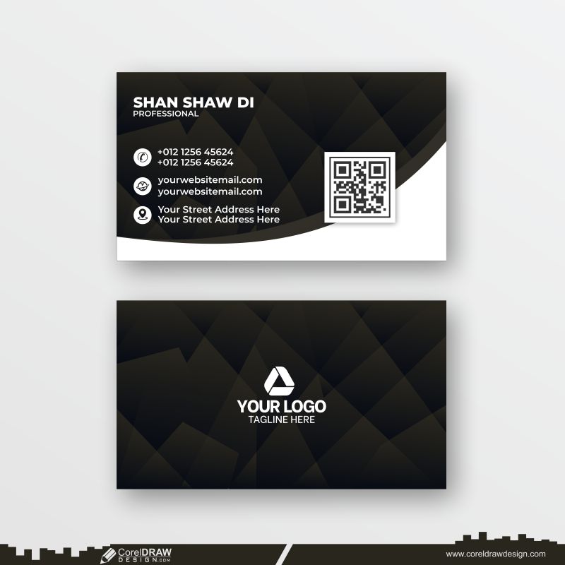 abstract white & black business card vector design