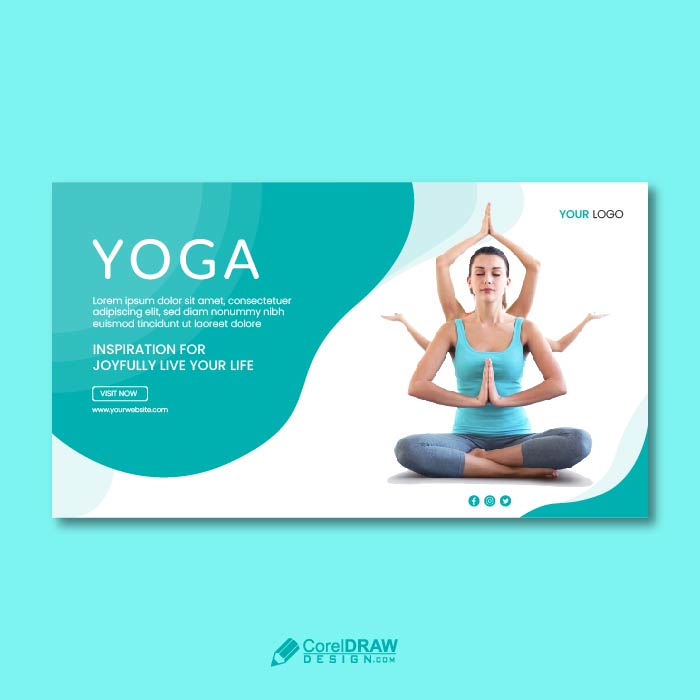 Abstract Yoga fitness template for banner vector